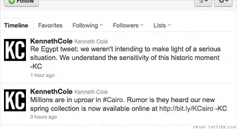 Kenneth Cole Tweets - Brand Reputation