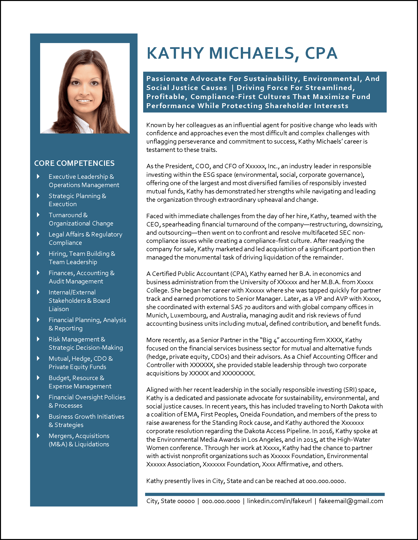 executive profile resume examples