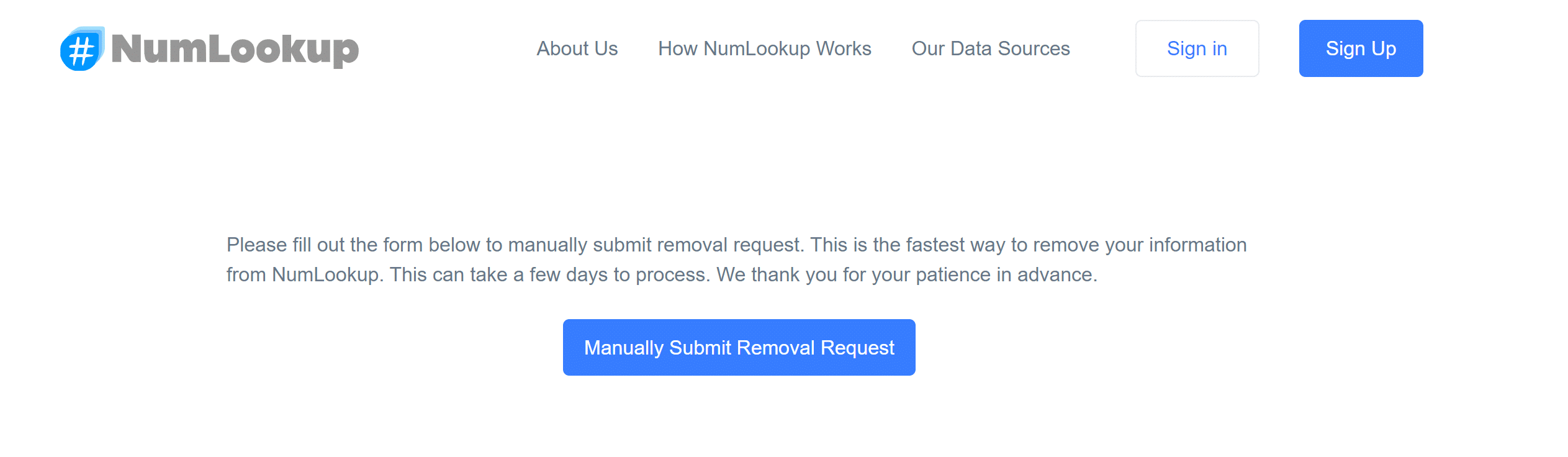 numlookup manually submit removal request