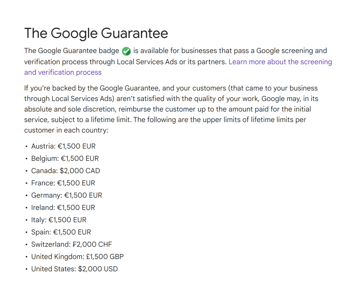 google guaranteed reimbursement