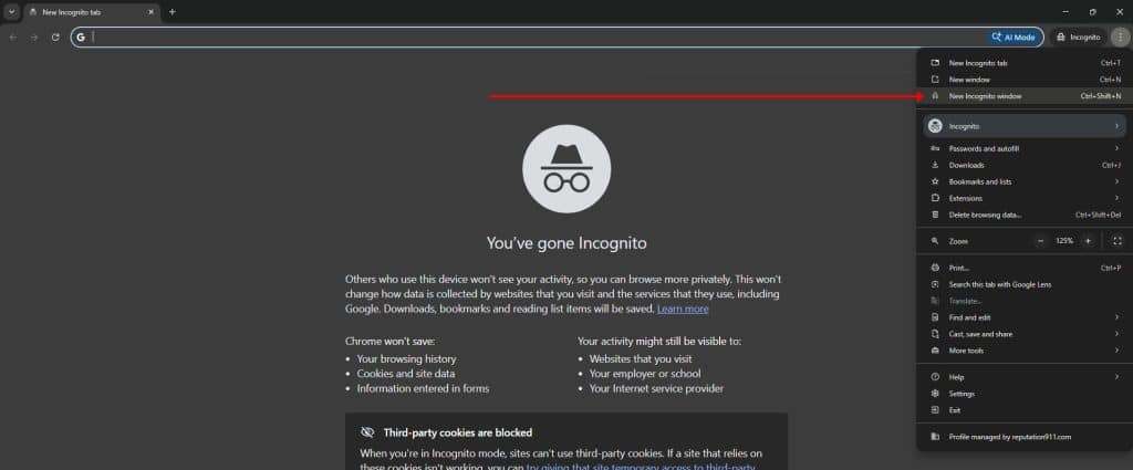 Google incognito mode