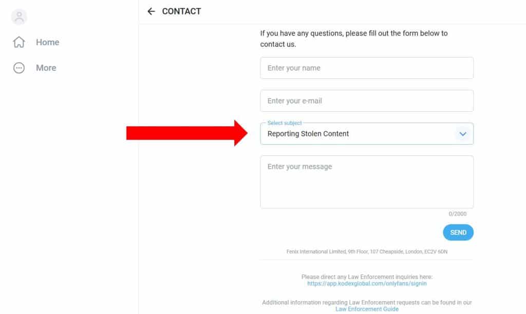onlyfans contact page