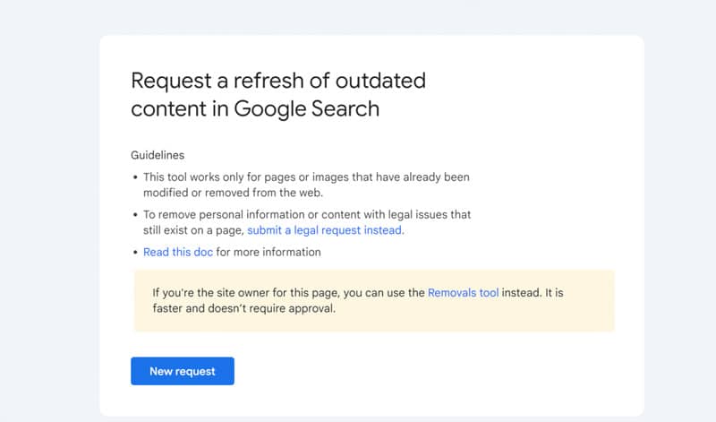 refresh outdated content google