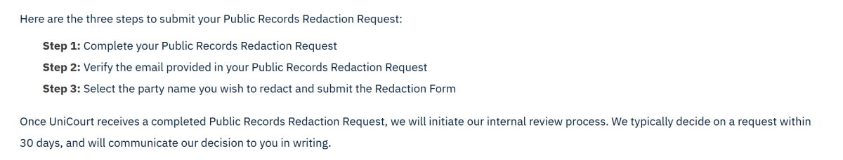 Instructions for public records redaction