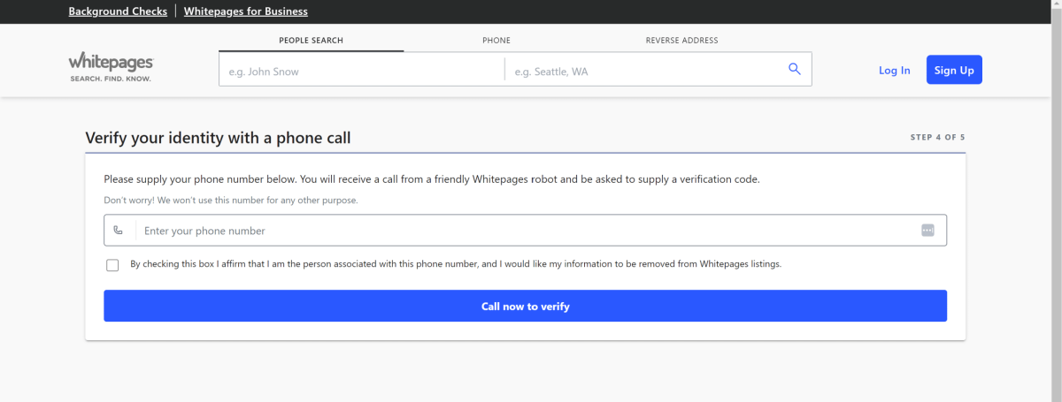 whitepages verify your identity